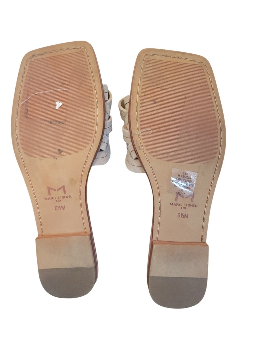 Marc Fisher Woven Suede Slide Sandals Gray Square Toe Minimalist Chic 6.5M - Picture 6 of 7